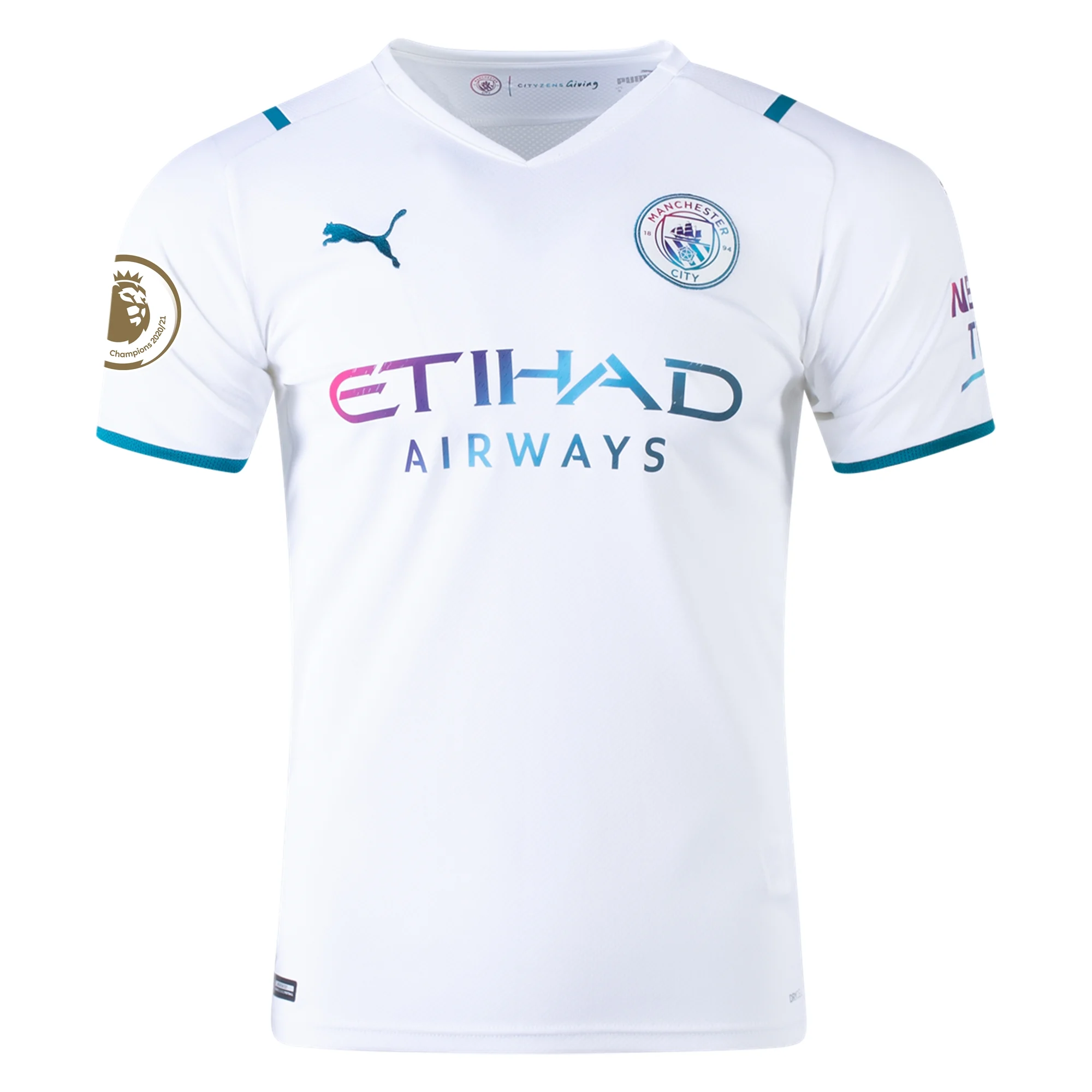 2021/22 Manchester City #7 Raheem Sterling Away White Authentic Jersey