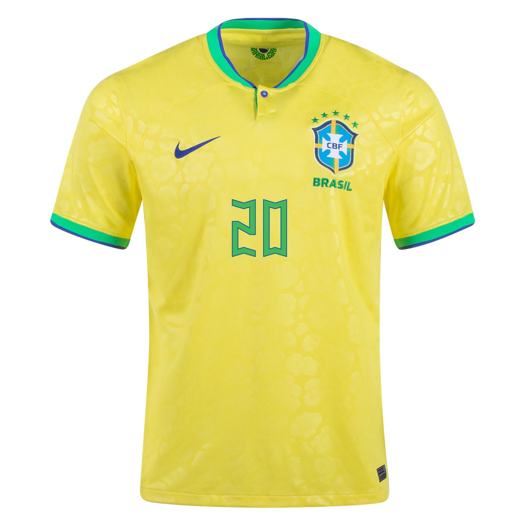 Vinicius Junior Brazil National Team Nike 2022/23 Replica Home Jersey -  Yellow